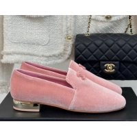 Luxurious Chanel Velvet Loafers G45271 Light Pink 201029