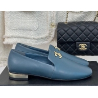 Hot Style Chanel Calfskin Loafers G45271 Blue 201031