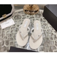 Generous Chanel Velvet Flat Thong Slide Sandals with Crystal CC White 201035