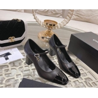 Good Quality Chanel Lambskin and Calfskin Mary Janes Pumps 6.5cm Black 201046