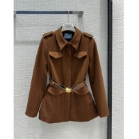 Reasonable Price Prada Single-breasted Gabardine Jacket P112918 Cork Beige 2023