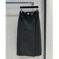 Free Shipping Prada Skirt with Belt P112935 Grey 2023