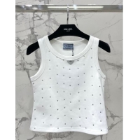 Famous Brand Prada Crystal Vest P122305 White 2023