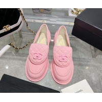 Low Cost Chanel Canvas Loafers with CC Foldover G45474 Light Pink 201070