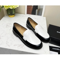 Hot Style Chanel Patent Calfskin Loafers Black/White 201081