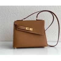 ​Top Quality Hermes Kelly 20 Mini En Desordre Epsom K20 Brown Gold 2023