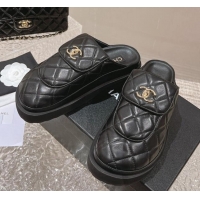 Purchase Chanel Quilted Lambskin Platform Mules Black 1213010