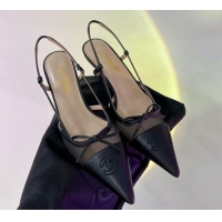 Grade Quality Chanel Slingback Pumps 6.5cm in Lambskin and Mesh Black 1213001