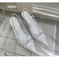 Good Product Chanel Slingback Pumps 6.5cm in Lambskin and Mesh White 1213002