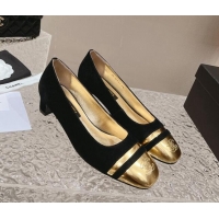 Best Price Chanel Suede & Metallic Leather Pumps 5cm Black 1213011