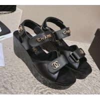 Best Product Chanel Calfskin Platform Sandals 5.5cm Black 1213017