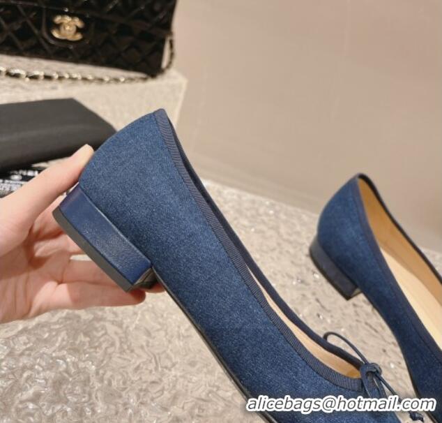 Shop Duplicate Chanel Blue Denim Square Pumps 3.5cm with Bow CH121307