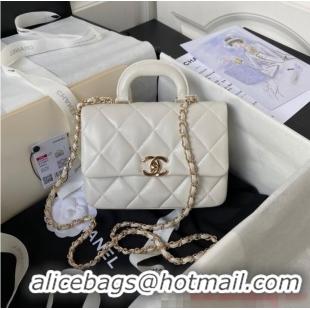 Buy Inexpensive Chanel small flap bag with top handle AS4543 White