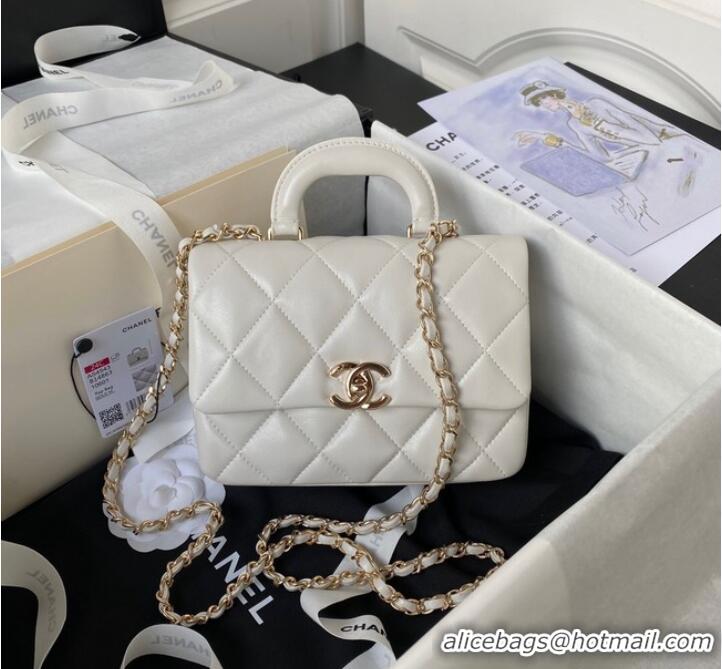 Buy Inexpensive Chanel small flap bag with top handle AS4543 White