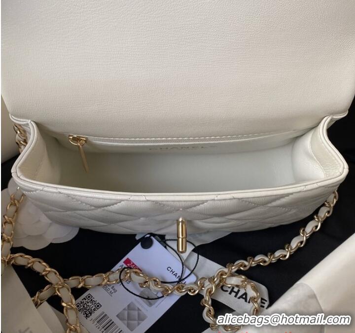 Buy Inexpensive Chanel small flap bag with top handle AS4543 White