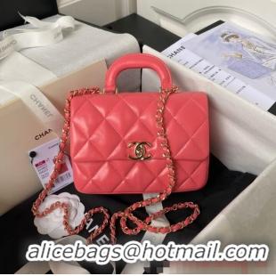 Top Grade Chanel small flap bag with top handle AS4543 Pink