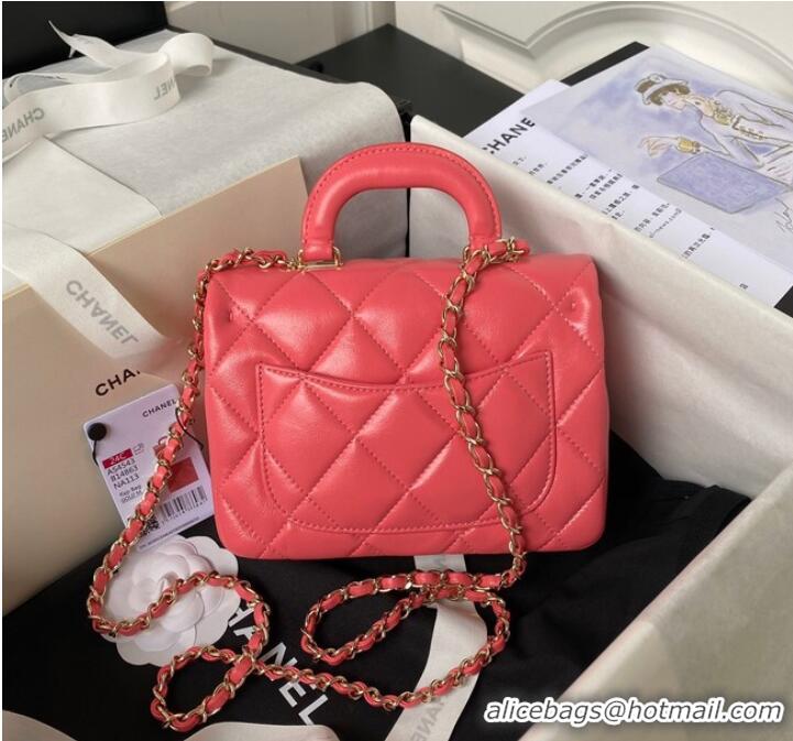 Top Grade Chanel small flap bag with top handle AS4543 Pink