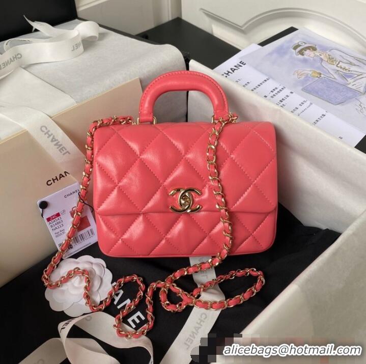 Top Grade Chanel small flap bag with top handle AS4543 Pink