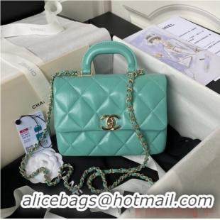 Well Crafted Chanel small flap bag with top handle AS4543 Green