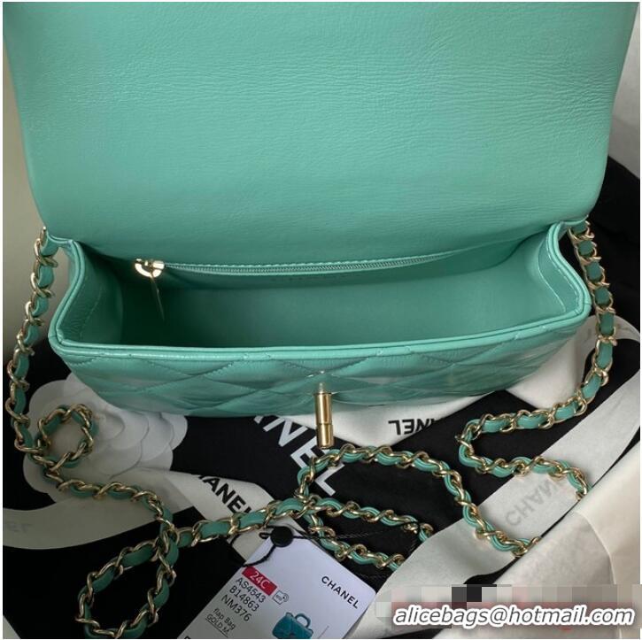 Well Crafted Chanel small flap bag with top handle AS4543 Green