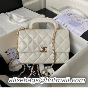 Buy Fashionable Chanel small flap bag with top handle AS4544 White