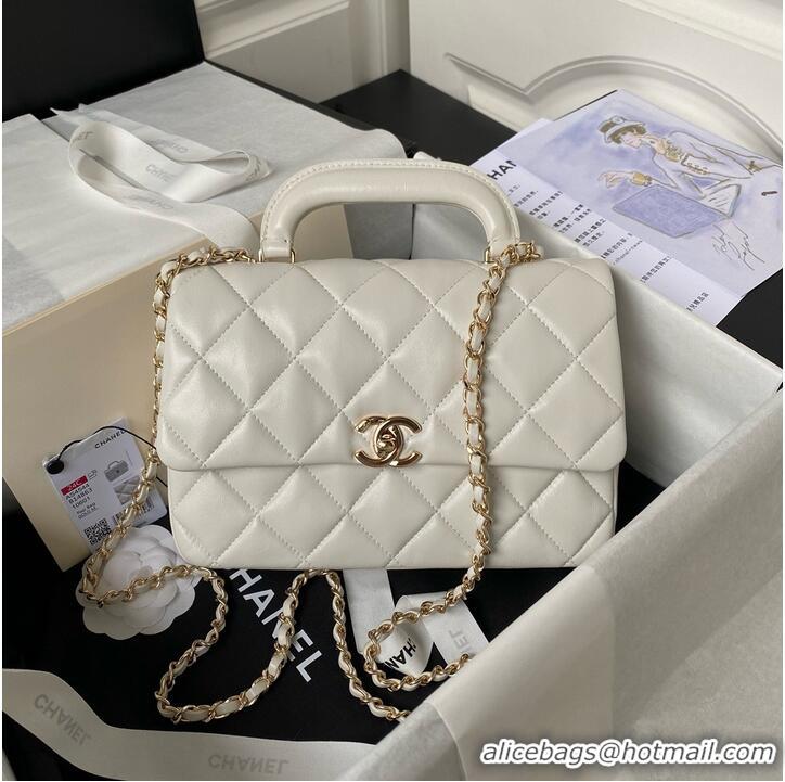 Buy Fashionable Chanel small flap bag with top handle AS4544 White