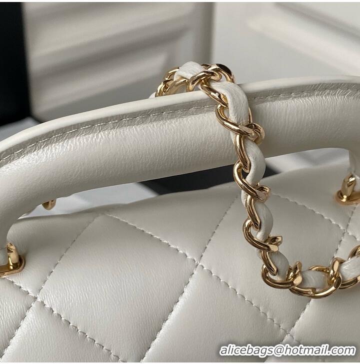 Buy Fashionable Chanel small flap bag with top handle AS4544 White