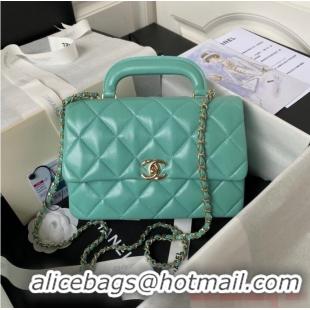 Luxurious Promotional Chanel small flap bag with top handle AS4544 Green