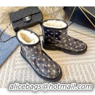 Unique Style Chanel PVC Snow Boots with CC Embroidery Black 213062