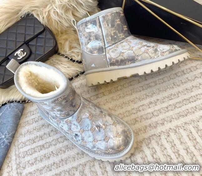 Charming Chanel PVC Snow Boots with CC Embroidery Grey 1213063