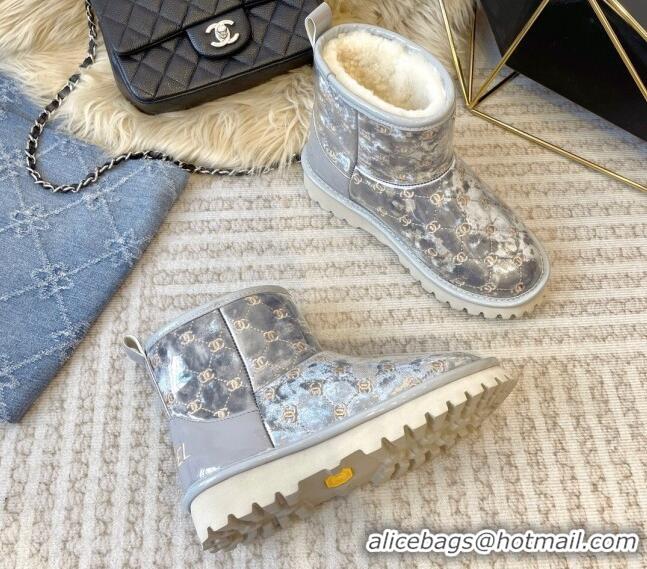 Charming Chanel PVC Snow Boots with CC Embroidery Grey 1213063