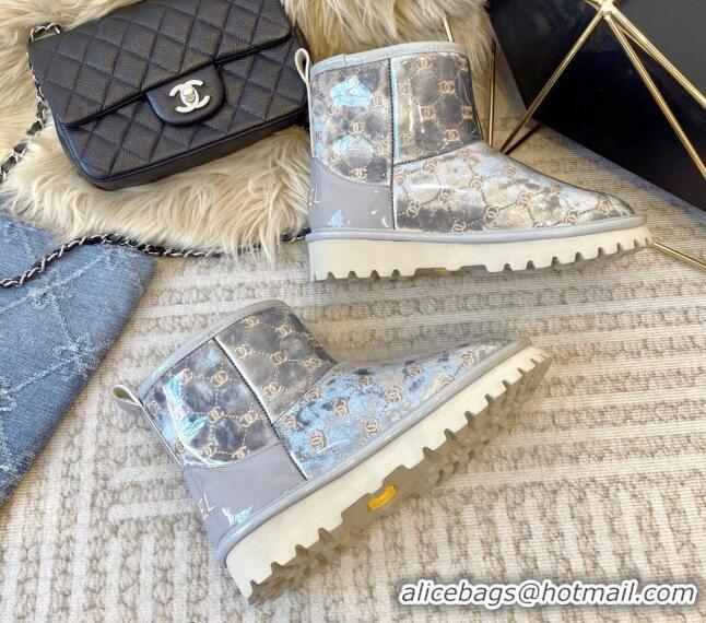 Charming Chanel PVC Snow Boots with CC Embroidery Grey 1213063