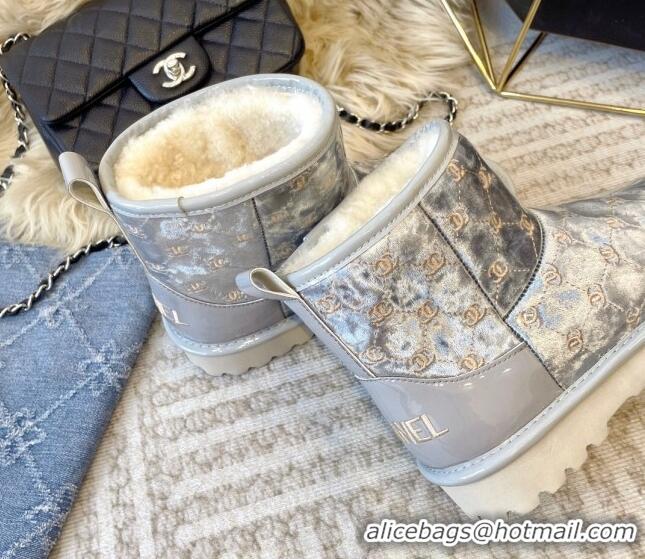 Charming Chanel PVC Snow Boots with CC Embroidery Grey 1213063