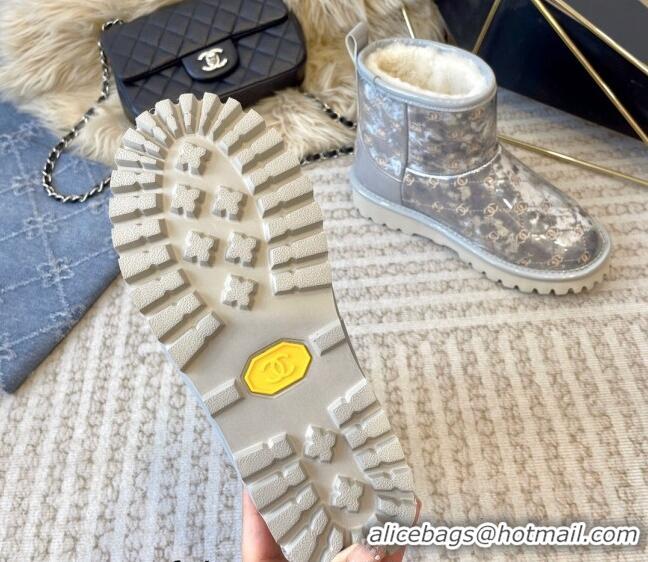 Charming Chanel PVC Snow Boots with CC Embroidery Grey 1213063