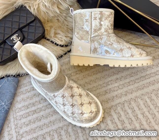 Good Looking Chanel PVC Snow Boots with CC Embroidery White 213064