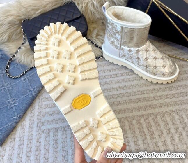 Good Looking Chanel PVC Snow Boots with CC Embroidery White 213064