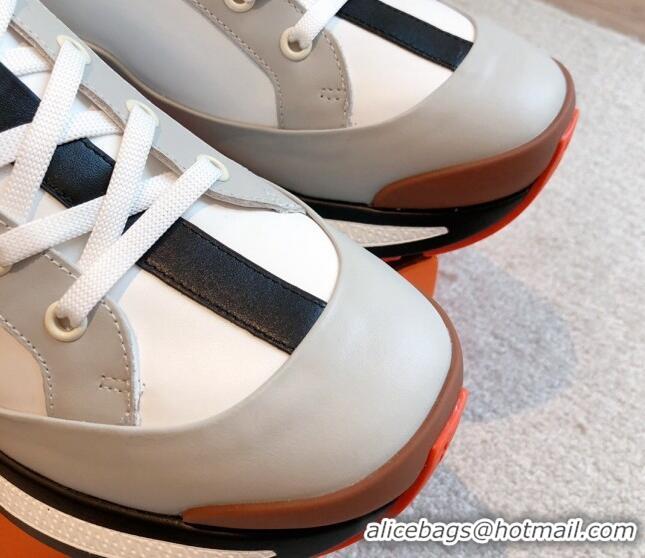 Good Looking Hermes Hugo sneakers in Calfskin Light Grey/White 117005