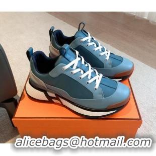 Good Quality Hermes Hugo sneakers in Calfskin Blue 117007