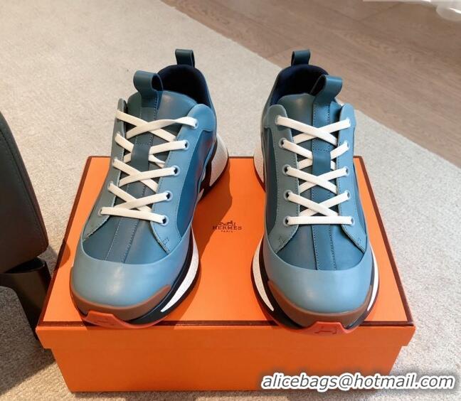 Good Quality Hermes Hugo sneakers in Calfskin Blue 117007