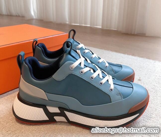 Good Quality Hermes Hugo sneakers in Calfskin Blue 117007