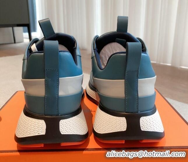 Good Quality Hermes Hugo sneakers in Calfskin Blue 117007