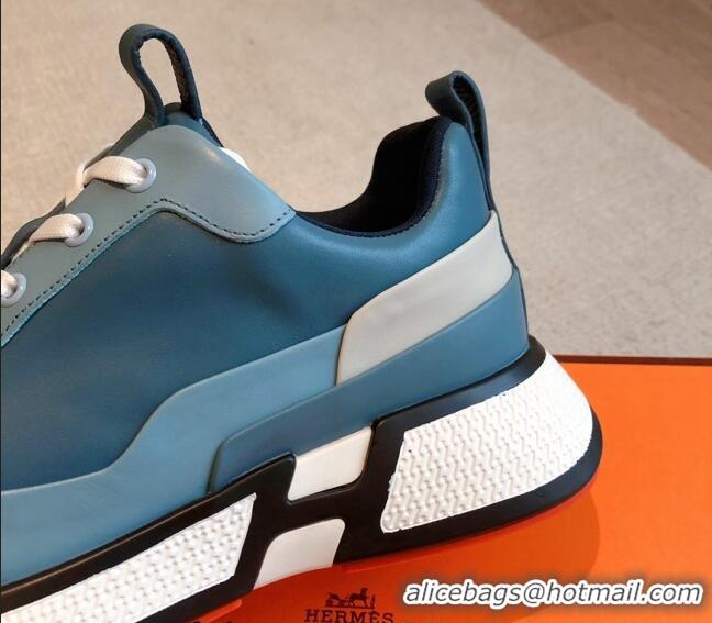 Good Quality Hermes Hugo sneakers in Calfskin Blue 117007