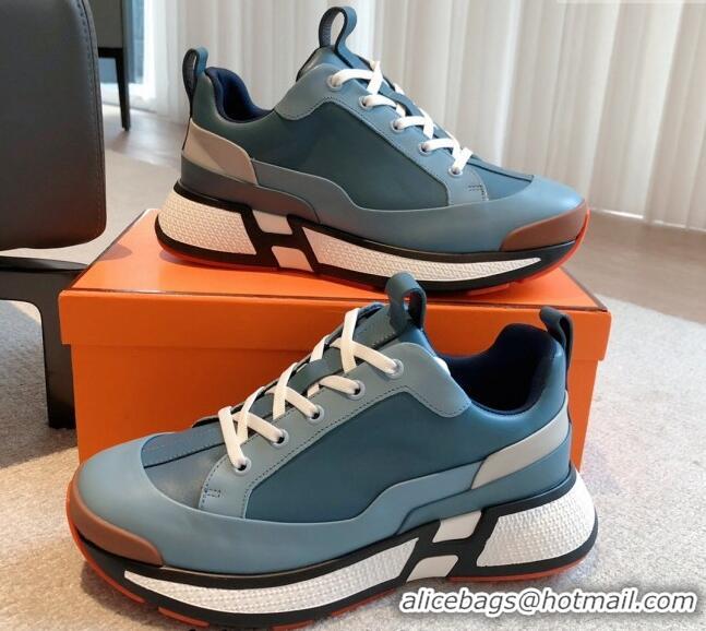 Good Quality Hermes Hugo sneakers in Calfskin Blue 117007