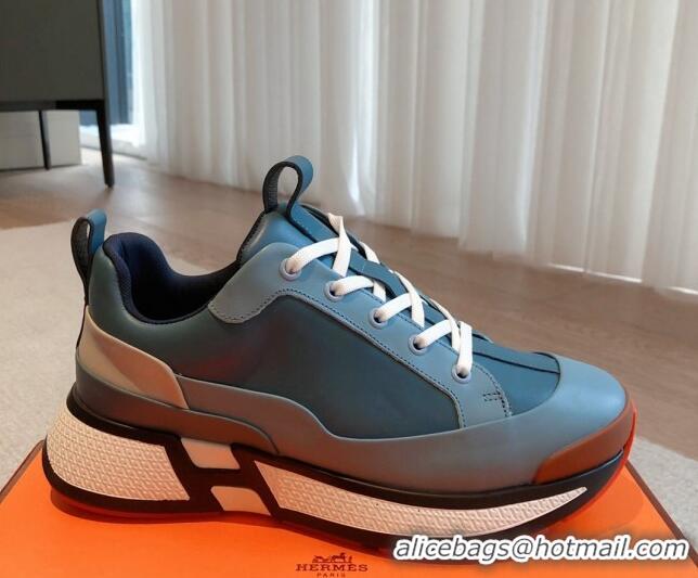 Good Quality Hermes Hugo sneakers in Calfskin Blue 117007