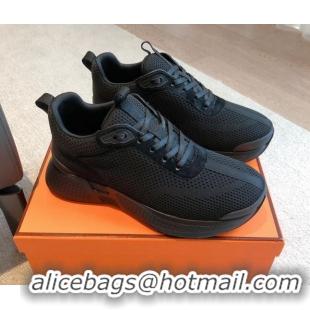 Purchase Hermes Hugo sneakers in Technical Knit All Black 117008