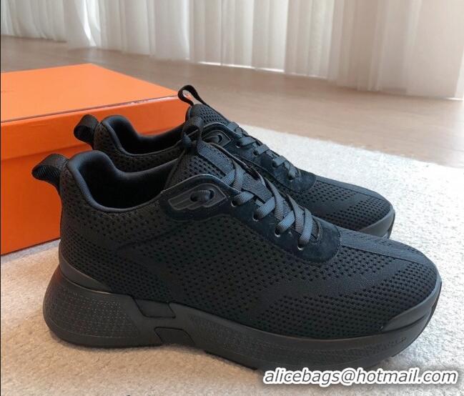 Purchase Hermes Hugo sneakers in Technical Knit All Black 117008