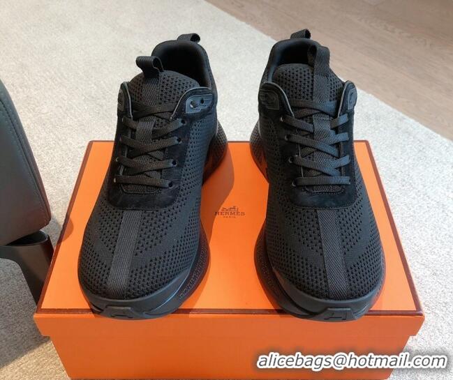 Purchase Hermes Hugo sneakers in Technical Knit All Black 117008