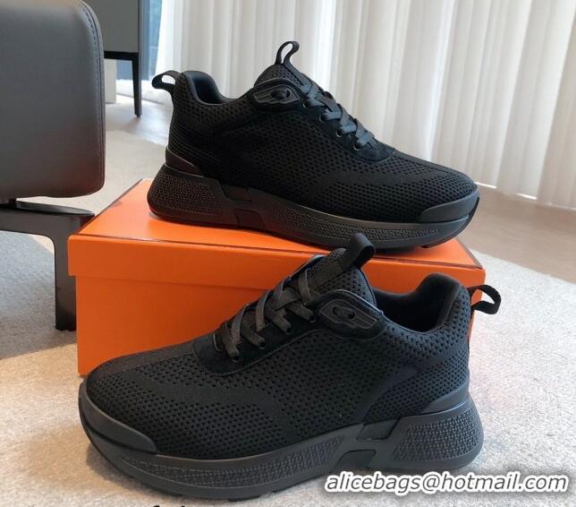 Purchase Hermes Hugo sneakers in Technical Knit All Black 117008