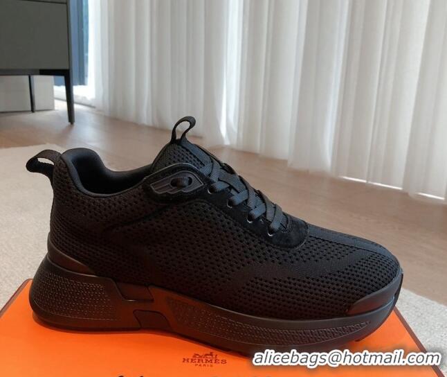 Purchase Hermes Hugo sneakers in Technical Knit All Black 117008