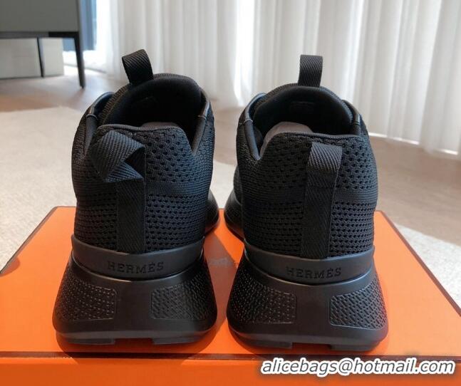 Purchase Hermes Hugo sneakers in Technical Knit All Black 117008